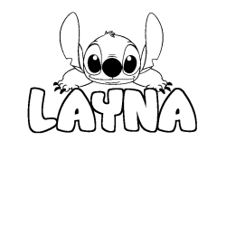 Coloriage prénom LAYNA - décor Stitch