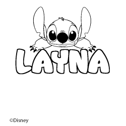 Coloriage pr&eacute;nom LAYNA - d&eacute;cor Stitch