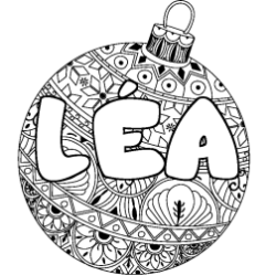 Coloriage prénom LÉA - décor Boule de Noël
