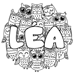Coloriage L&Eacute;A - d&eacute;cor Chouettes