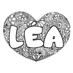 Coloriage L&Eacute;A - d&eacute;cor Mandala coeur