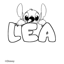 Coloriage pr&eacute;nom L&Eacute;A - d&eacute;cor Stitch