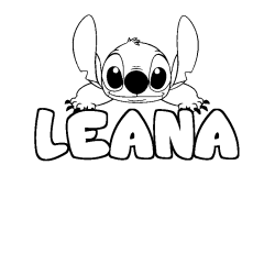 Coloriage prénom LEANA - décor Stitch