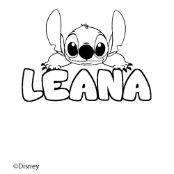 Coloriage pr&eacute;nom LEANA - d&eacute;cor Stitch