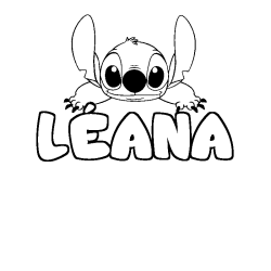 Coloriage prénom LÉANA - décor Stitch
