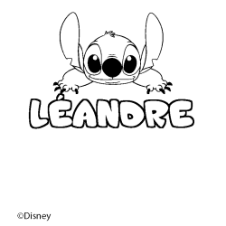 Coloriage pr&eacute;nom L&Eacute;ANDRE - d&eacute;cor Stitch