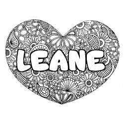 Coloriage LEANE - d&eacute;cor Mandala coeur