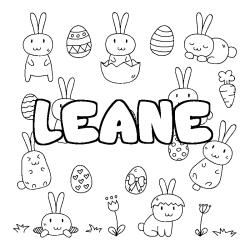 Coloriage pr&eacute;nom LEANE - d&eacute;cor Paques