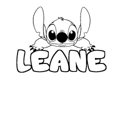 Coloriage prénom LEANE - décor Stitch