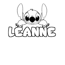 Coloriage prénom LEANNE - décor Stitch