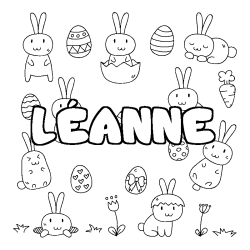 Coloriage pr&eacute;nom L&Eacute;ANNE - d&eacute;cor Paques