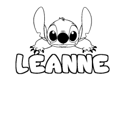 Coloriage prénom LÉANNE - décor Stitch