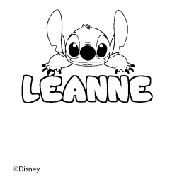 Coloriage pr&eacute;nom L&Eacute;ANNE - d&eacute;cor Stitch