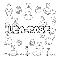 Coloriage pr&eacute;nom L&Eacute;A-ROSE - d&eacute;cor Paques