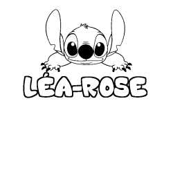 Coloriage prénom LÉA-ROSE - décor Stitch