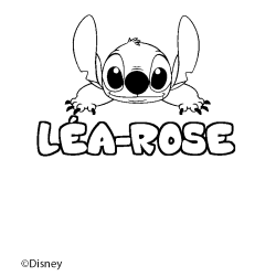 Coloriage pr&eacute;nom L&Eacute;A-ROSE - d&eacute;cor Stitch