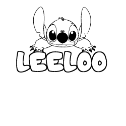 Coloriage prénom LEELOO - décor Stitch