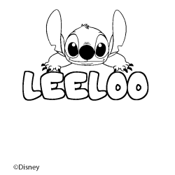 Coloriage pr&eacute;nom LEELOO - d&eacute;cor Stitch
