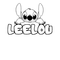 Coloriage prénom LEELOU - décor Stitch