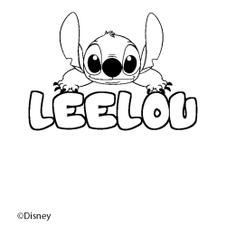 Coloriage pr&eacute;nom LEELOU - d&eacute;cor Stitch