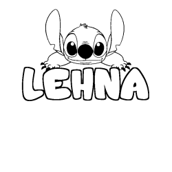 Coloriage prénom LEHNA - décor Stitch