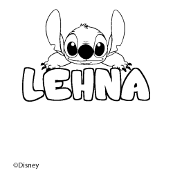 Coloriage pr&eacute;nom LEHNA - d&eacute;cor Stitch