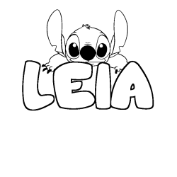 Coloriage prénom LEIA - décor Stitch