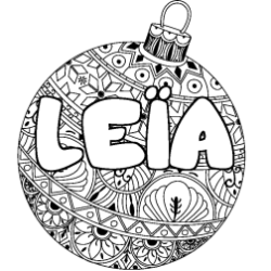 Coloriage pr&eacute;nom LE&Iuml;A - d&eacute;cor Boule de No&euml;l