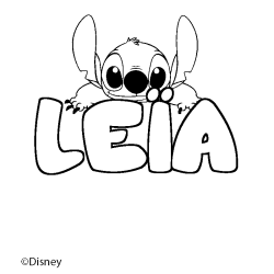 Coloriage pr&eacute;nom LE&Iuml;A - d&eacute;cor Stitch