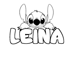 Coloriage prénom LEINA - décor Stitch