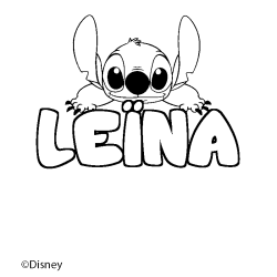 Coloriage pr&eacute;nom LE&Iuml;NA - d&eacute;cor Stitch