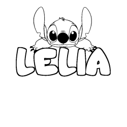 Coloriage prénom LELIA - décor Stitch