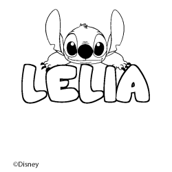 Coloriage pr&eacute;nom LELIA - d&eacute;cor Stitch