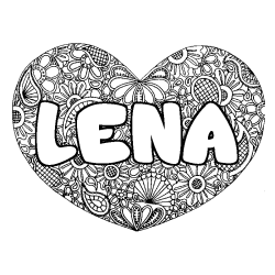 Coloriage LENA - d&eacute;cor Mandala coeur