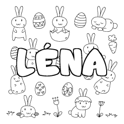 Coloriage pr&eacute;nom L&Eacute;NA - d&eacute;cor Paques