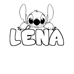 Coloriage prénom LÉNA - décor Stitch