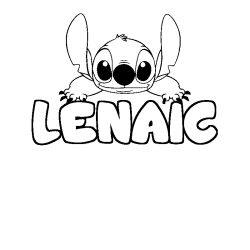 Coloriage prénom LENAIC - décor Stitch