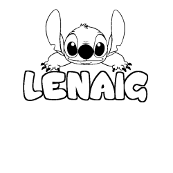 Coloriage prénom LENAIG - décor Stitch