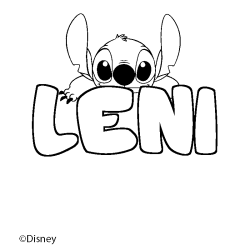 Coloriage pr&eacute;nom LENI - d&eacute;cor Stitch