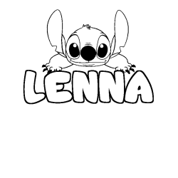 Coloriage prénom LENNA - décor Stitch