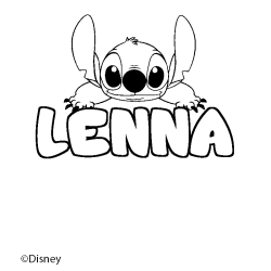Coloriage pr&eacute;nom LENNA - d&eacute;cor Stitch