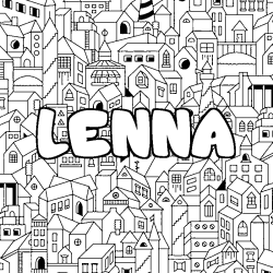 Coloriage prénom LENNA - décor Ville