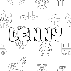 Coloriage pr&eacute;nom LENNY - d&eacute;cor Jouets