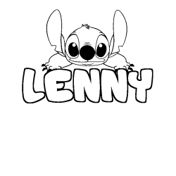 Coloriage prénom LENNY - décor Stitch