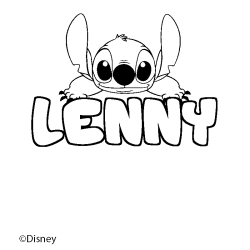 Coloriage pr&eacute;nom LENNY - d&eacute;cor Stitch