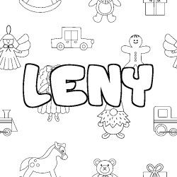 Coloriage prénom LENY - décor Jouets