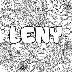 Coloriage prénom LENY - décor Mandala fruits