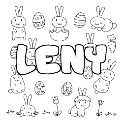 Coloriage pr&eacute;nom LENY - d&eacute;cor Paques