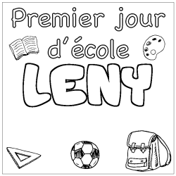 Coloriage prénom LENY - décor Premier jour d'école
