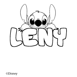 Coloriage pr&eacute;nom LENY - d&eacute;cor Stitch